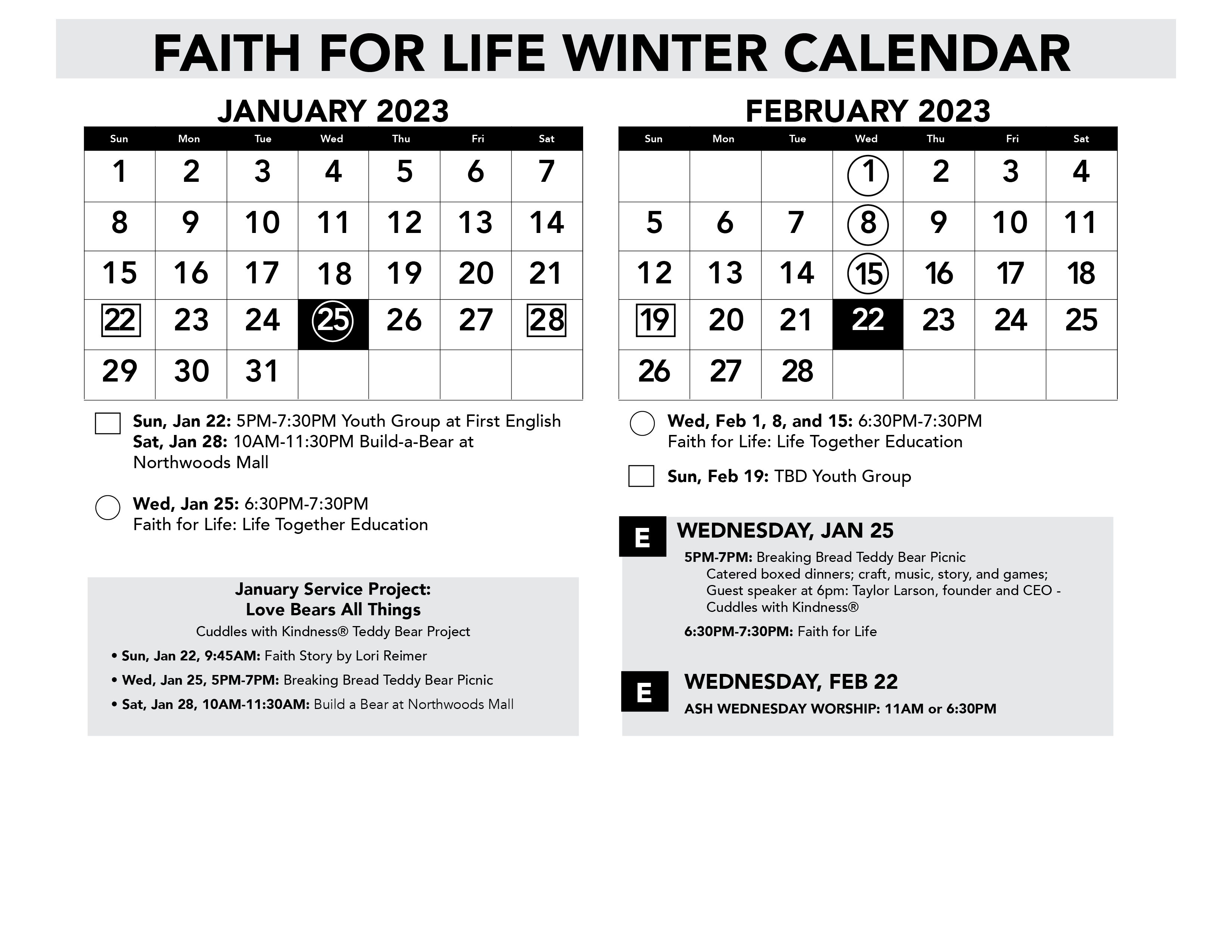 Faith For Life Calendar Salem Lutheran Church